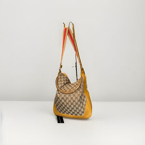 GUCCI GG Canvas Bamboo Sherry Line Hand Bag 2way Sarah Flip Top